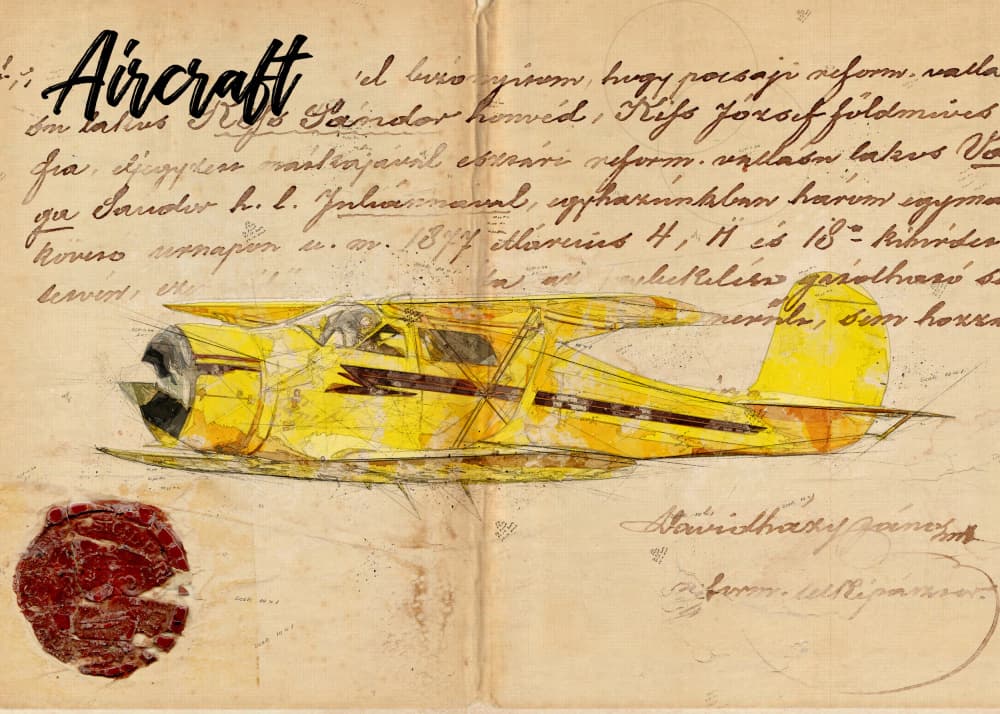 Vintage Seaplane Document by Lembayung senja studio [Vintage Poster] — canvas wall art