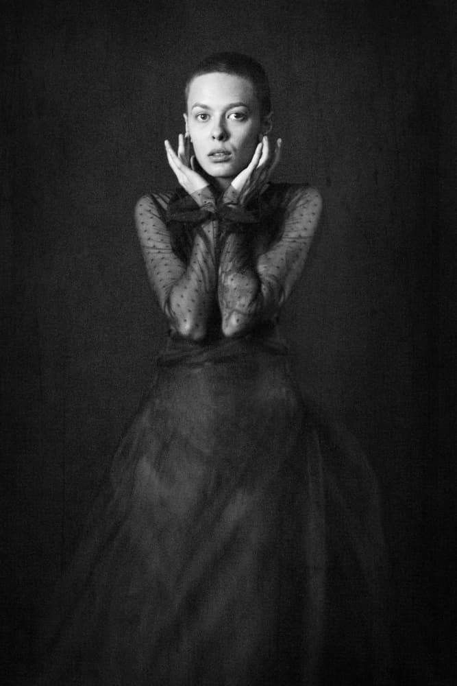 Elegant Woman Portrait by Marius Cinteza — canvas wall art