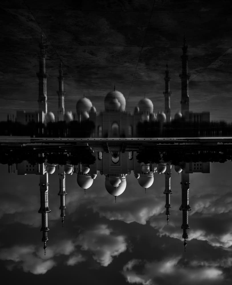 Grand Mosque Reflection by Ahmed Aldaie — canvas wall art