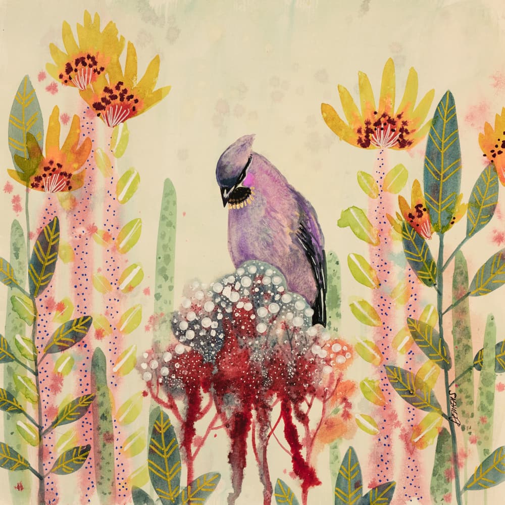 Dreamy Purple Bird Garden by Sylvie Demers — canvas wall art