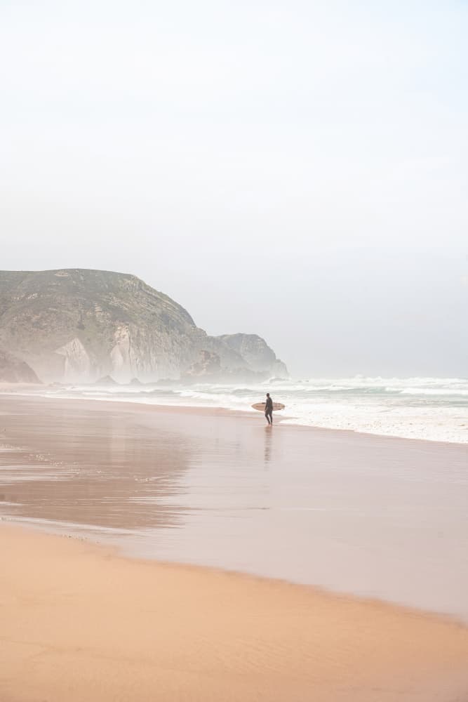 Misty Morning Surfer by Henrike Schenk — canvas wall art