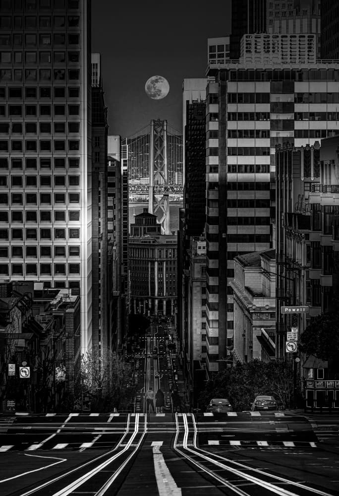 Moon Over San Francisco by Jiahong Zeng — canvas wall art