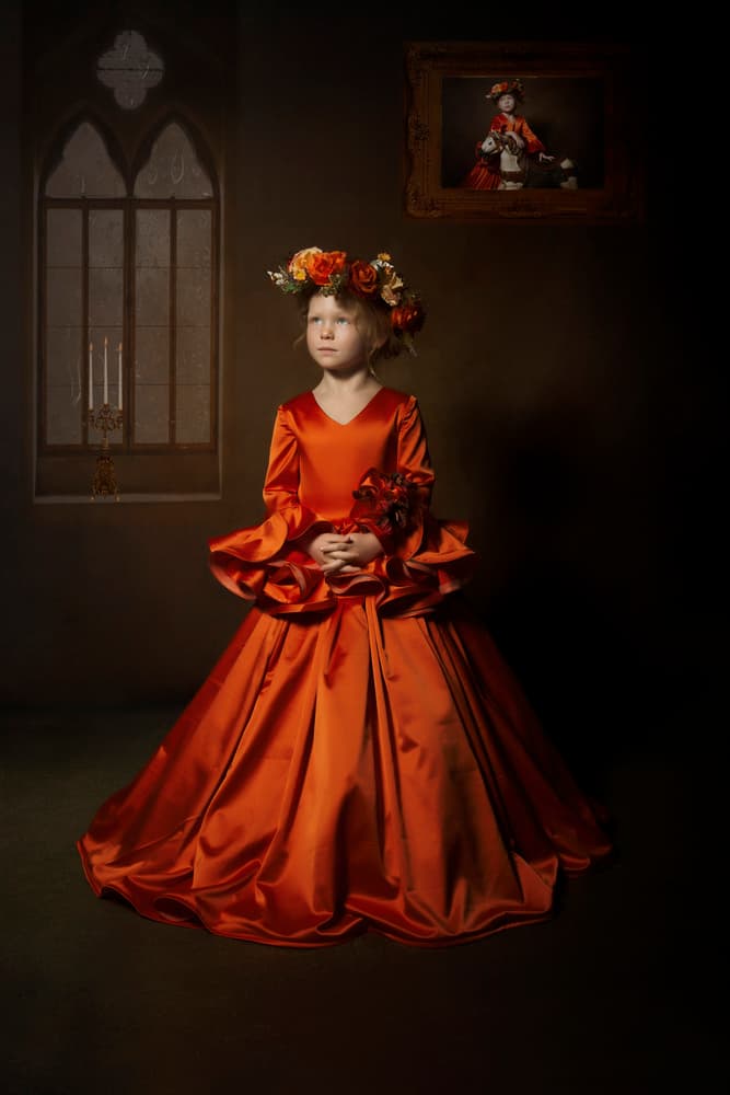 Renaissance Girl Orange Gown by Carola Kayen-Mouthaan — canvas wall art