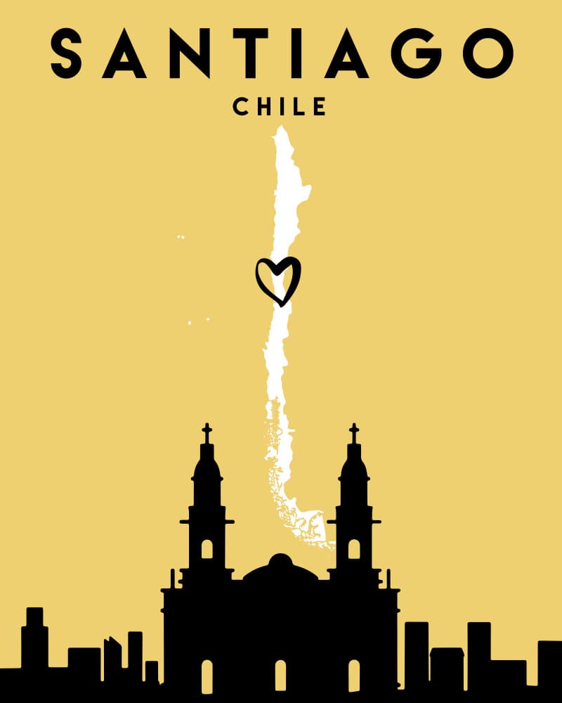 Santiago Chile Love Map by Emiliano Deificus — canvas wall art