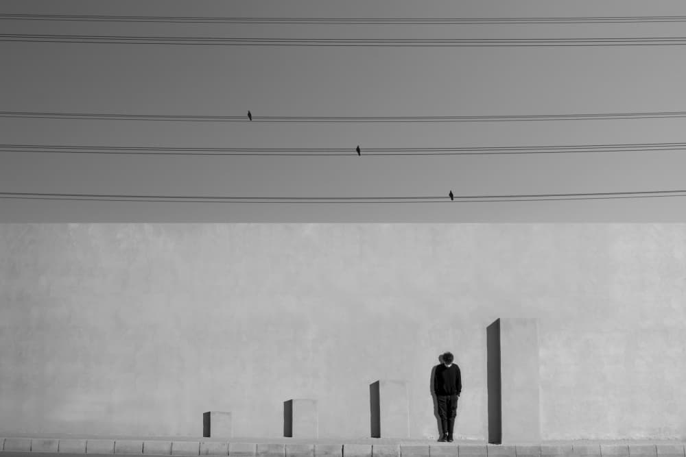 Contemplative Man Modern Lines by alizolghadri93 — canvas wall art