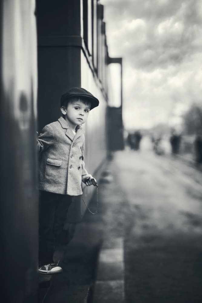 Thoughtful Boy Train Window by Tatyana Tomsickova — canvas wall art