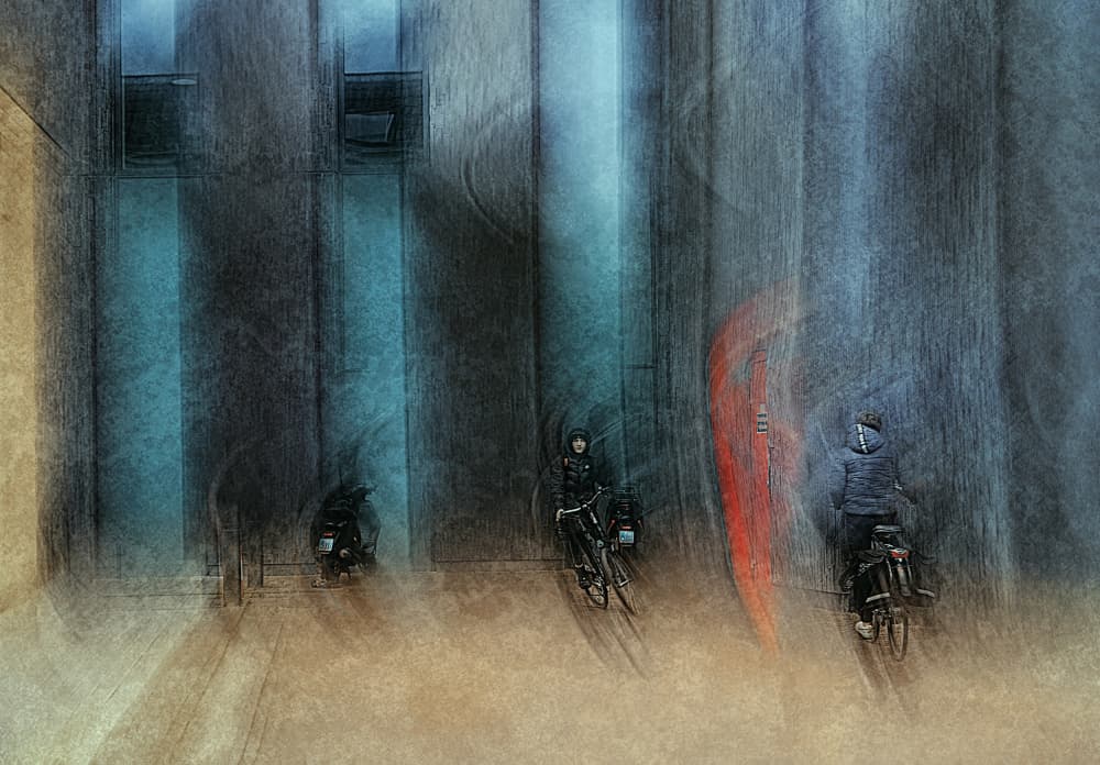 Dynamic City Cycling by Jan van der Linden — canvas wall art