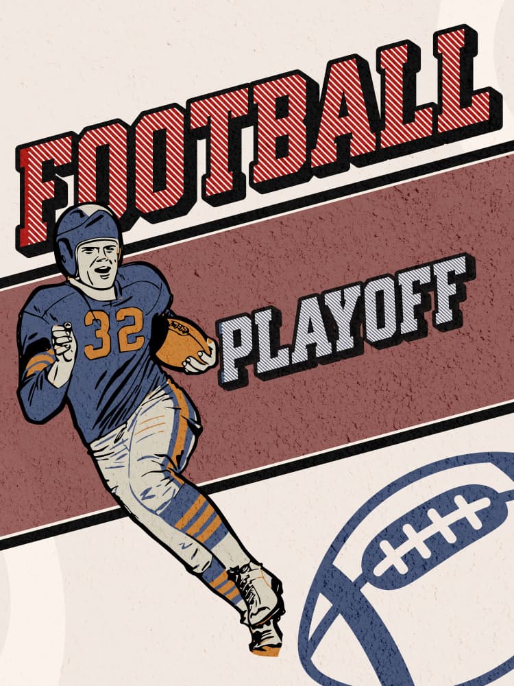 Retro Football Playoff by Pictufy Studio IV — canvas wall art