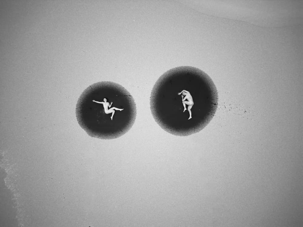 Floating Figures In Circles by Leszek Paradowski — canvas wall art