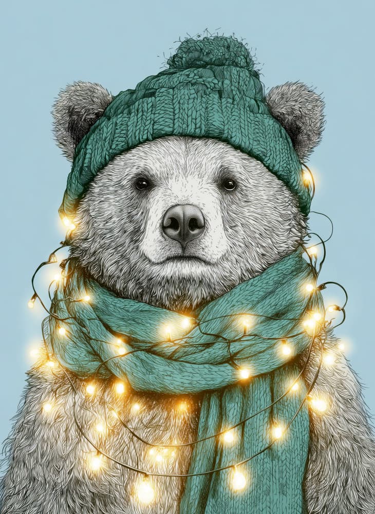 Cozy Winter Bear by Justyna Jaszke — canvas wall art