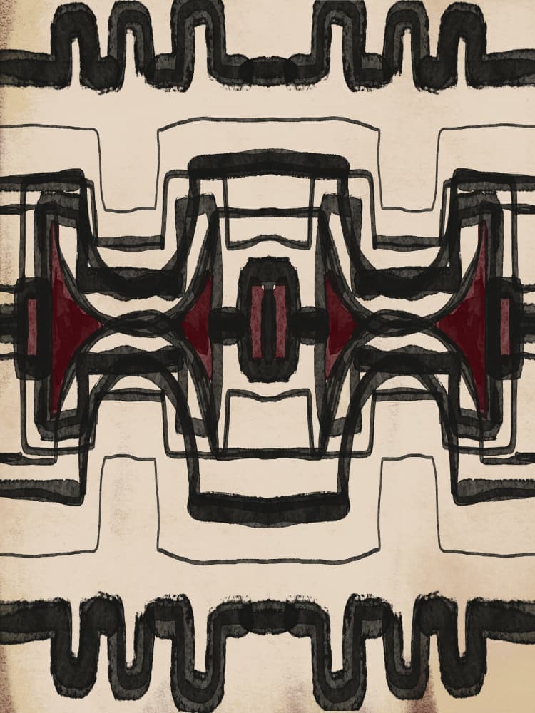 Red Tribal Geometry by Gemma Bardot — canvas wall art