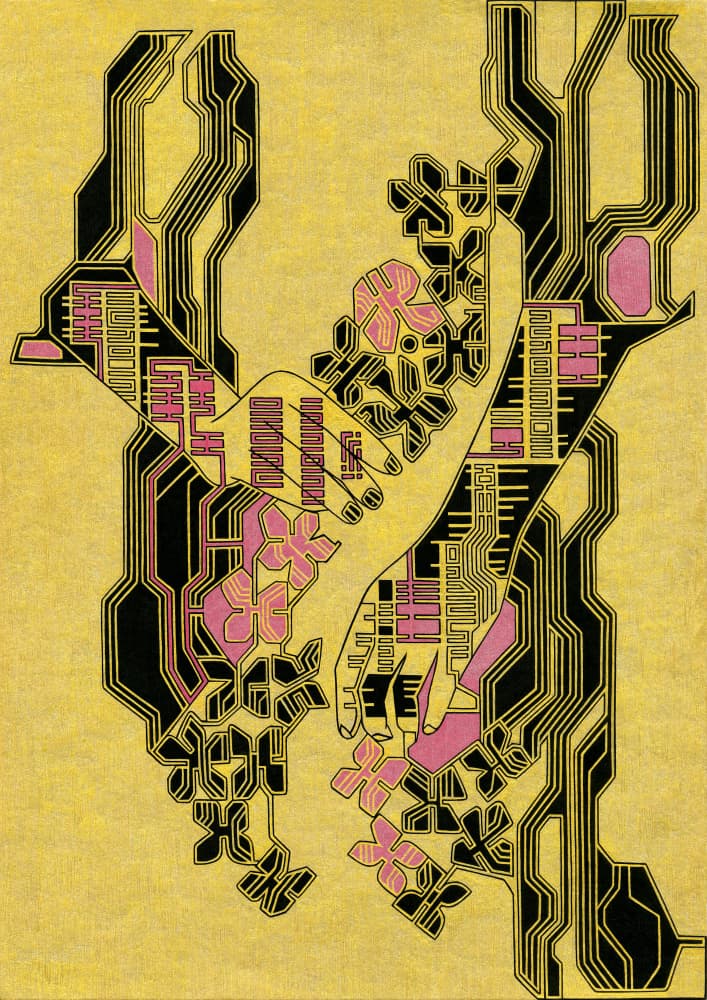 Connecting Digital Flowers by Iona Gilburt — canvas wall art