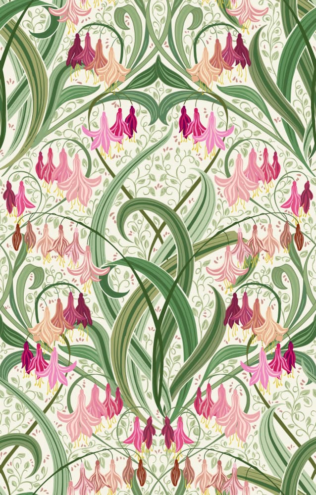 Graceful Pink Botanical Pattern by Annick — canvas wall art