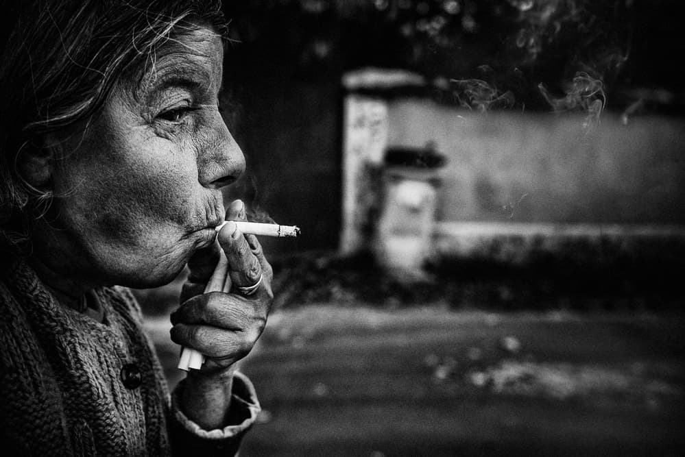 Elderly Woman Smoking by Todor Tanev — canvas wall art