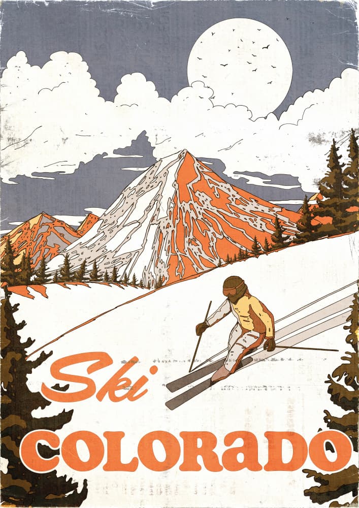 Ski Colorado Mountain Moon by Nicholas — canvas wall art