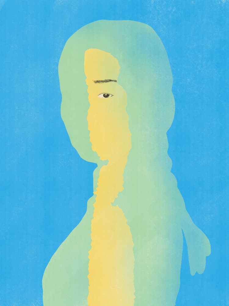 Contemplative Blue Woman by Little Dean — canvas wall art