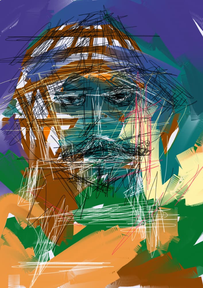 Intense Abstract Portrait by Lembayung senja studio [Vintage Poster] — canvas wall art