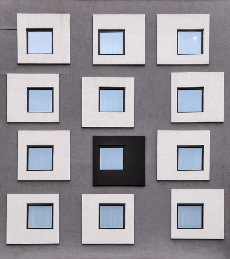 Geometric Grid Contrast by Karol Važan — canvas wall art