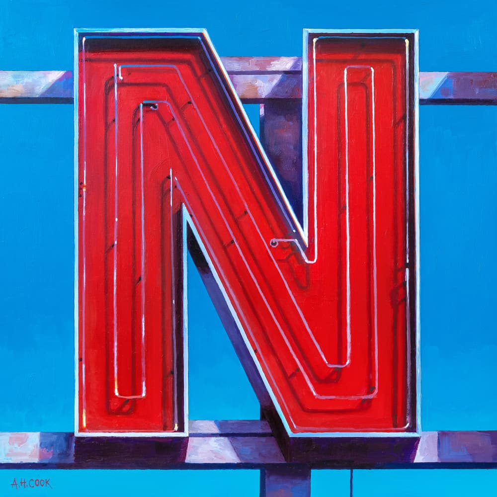 Vivid Red Letter N by Amanda Hope Cook — canvas wall art