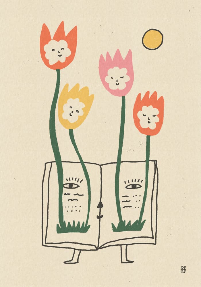 Growing Book Flowers by Raipa Studio — canvas wall art