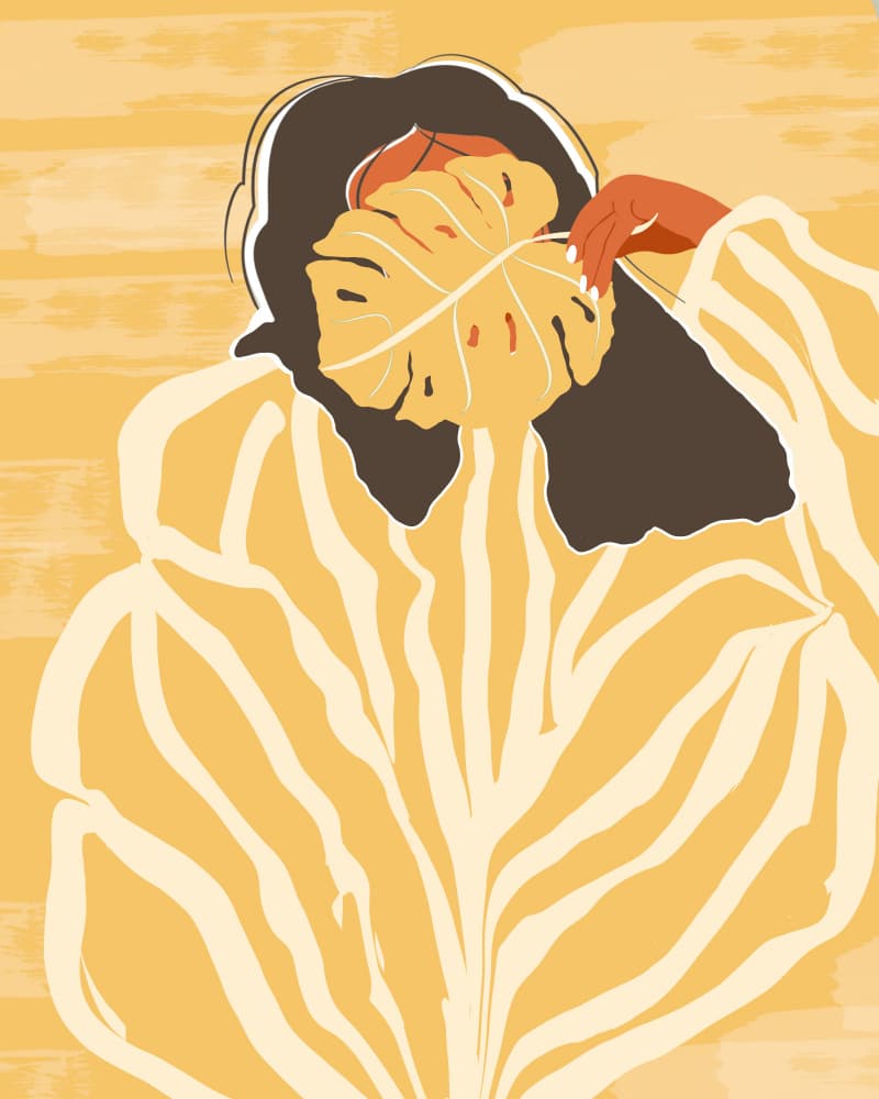 Monstera Woman Hiding
