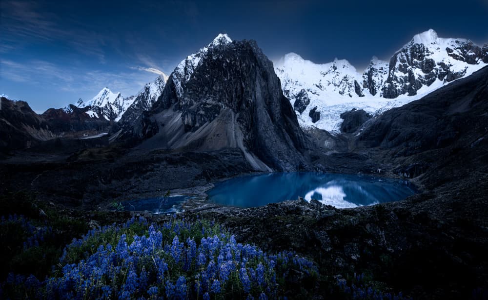 Majestic Blue Mountain Lake by Dennis Zhang — canvas wall art