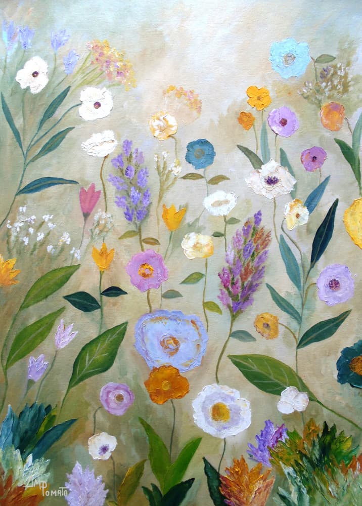 Whimsical Flower Garden by Angeles M. Pomata — canvas wall art