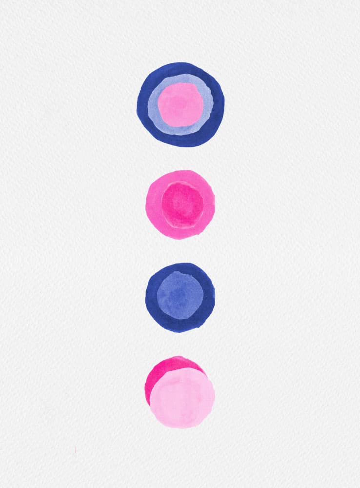 Playful Pink Blue Dots by Michele Channell — canvas wall art