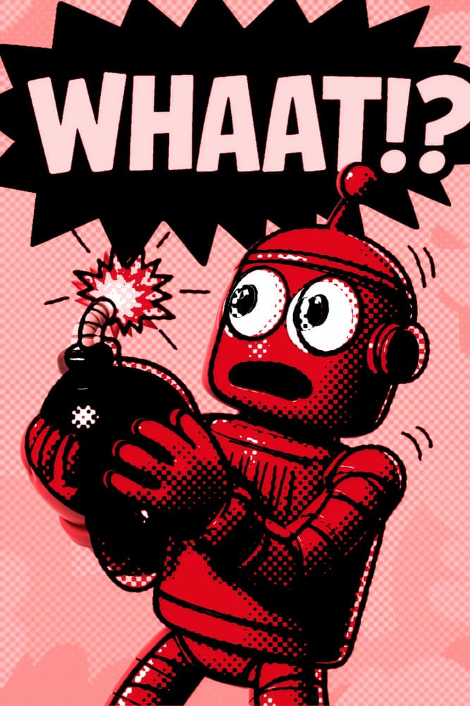 Shocked Robot Bomb by ERM — canvas wall art