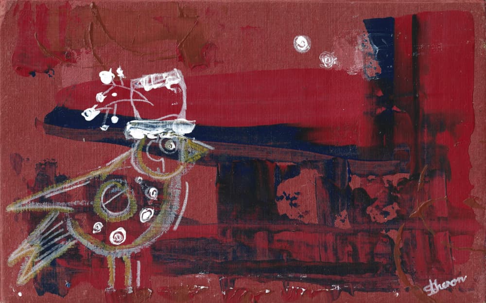 Abstract Red Bird by Sunet Theron — canvas wall art