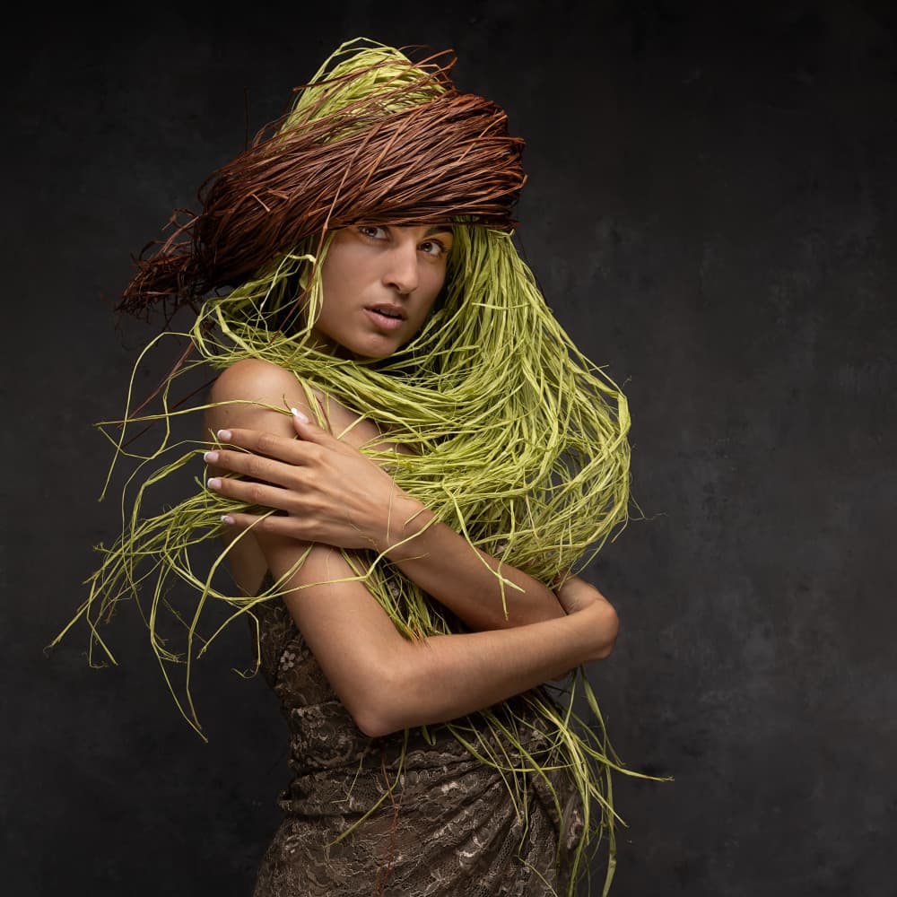 Creative Straw Portrait by Joan Gil Raga — canvas wall art