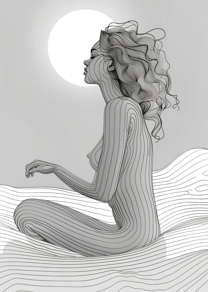 Moonlit Serene Woman by Justyna Jaszke — canvas wall art
