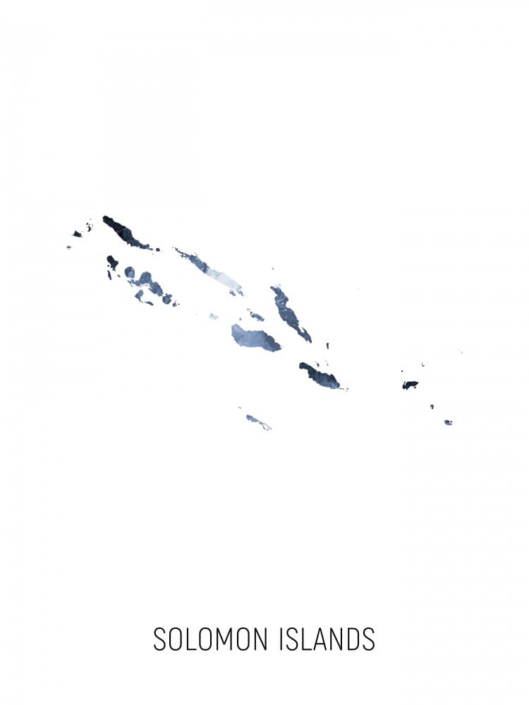 Watercolor Solomon Islands Map by Michael Tompsett — canvas wall art