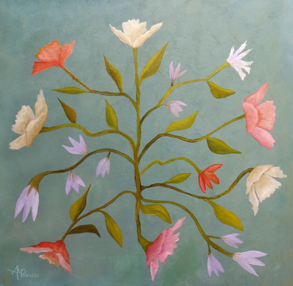 Pastel Garden Blooms by Angeles M. Pomata — canvas wall art