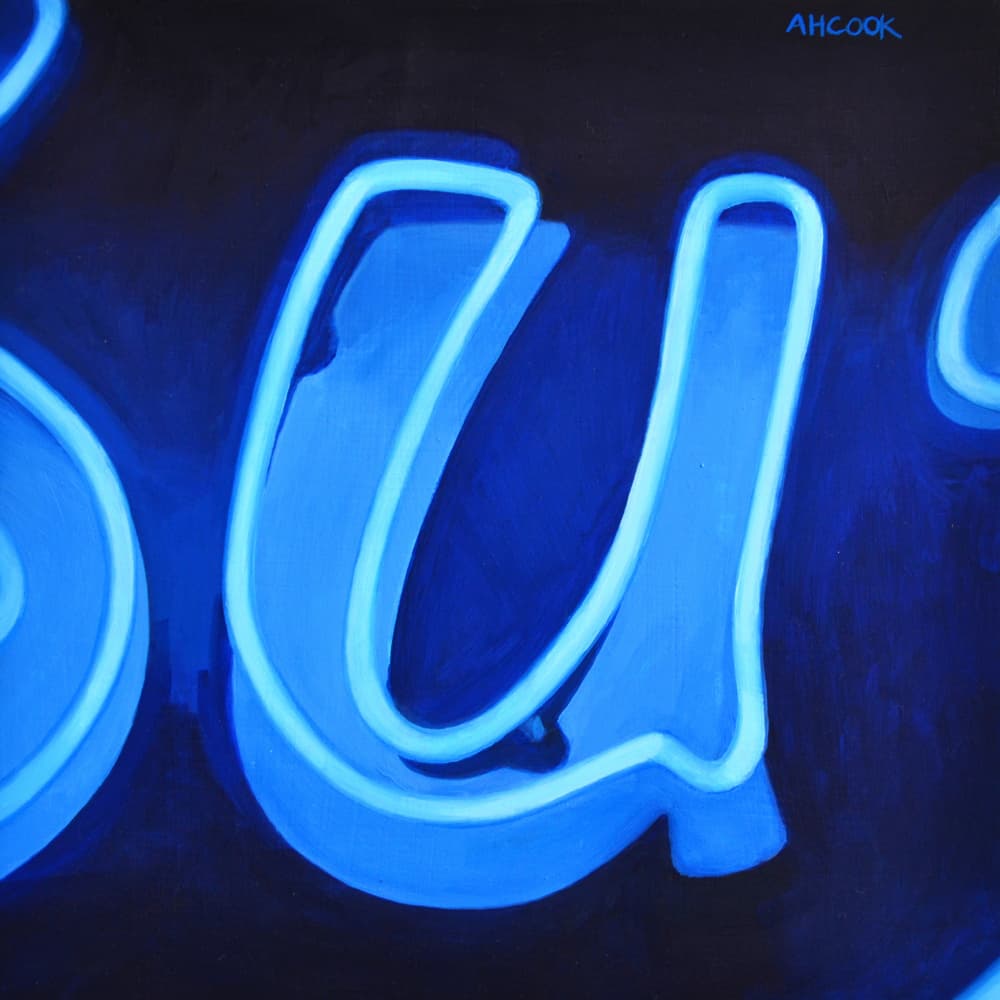Glowing Blue Neon U by Amanda Hope Cook — canvas wall art