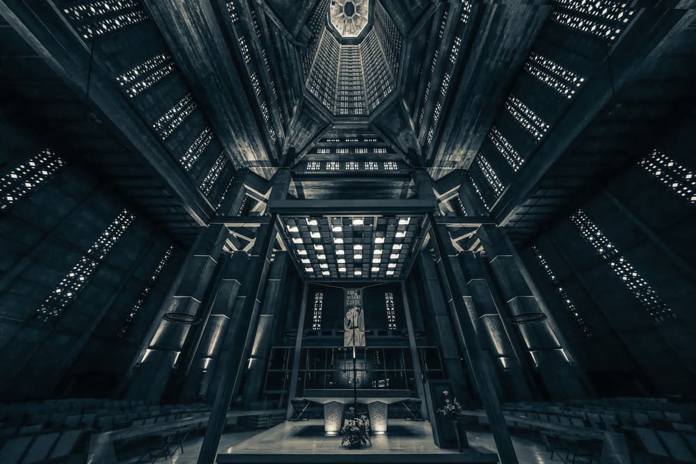 Brutalist Church Interior by Luc Vangindertael (laGrange) — canvas wall art