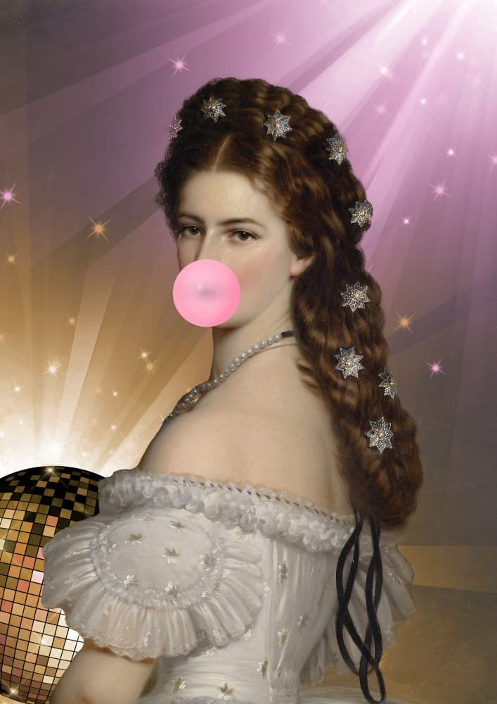 Glamorous Bubblegum Portrait by Talitha McQueen — canvas wall art