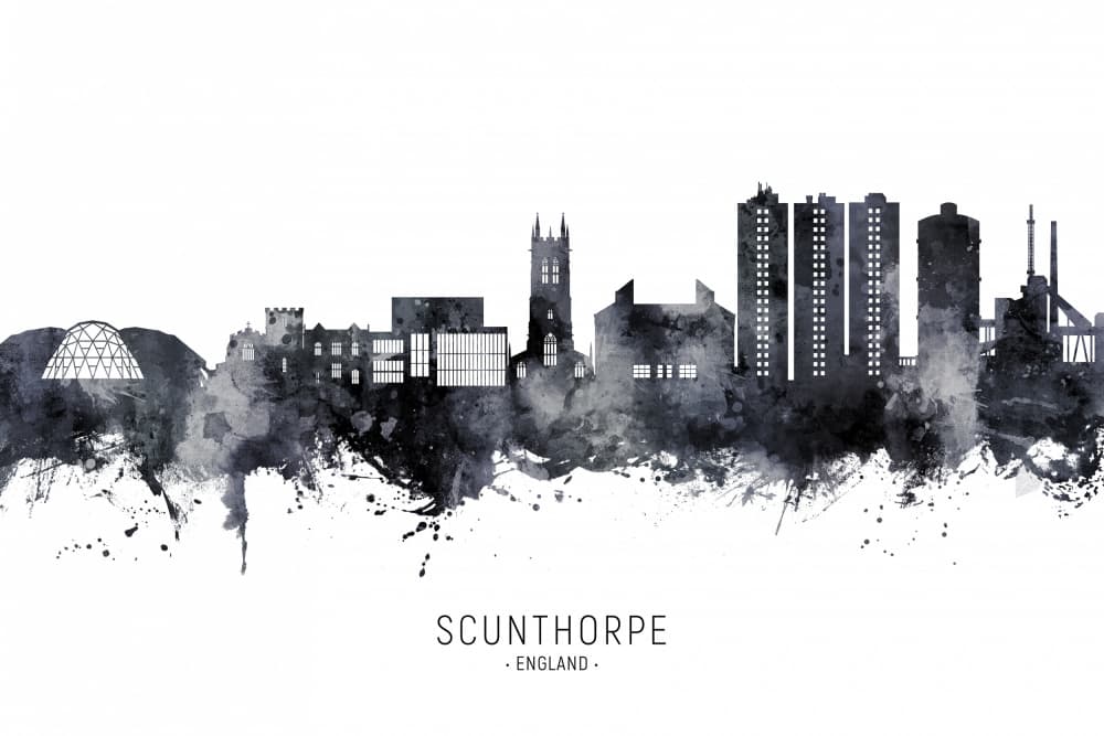 Scunthorpe England Skyline by Michael Tompsett — canvas wall art