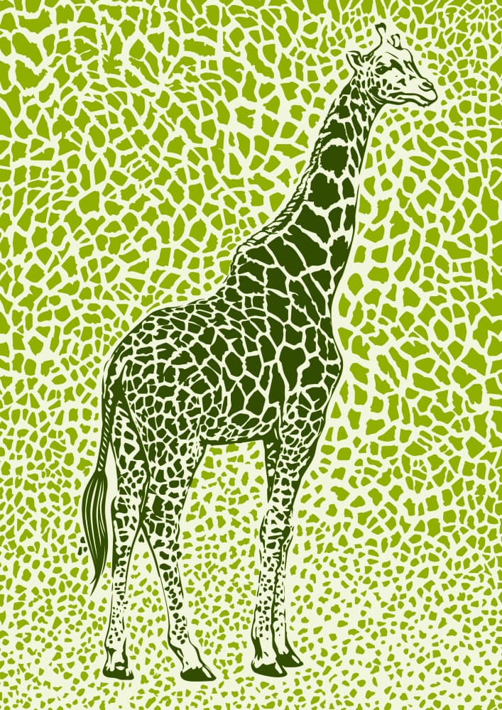Green Patterned Giraffe by Carlo Kaminski — canvas wall art