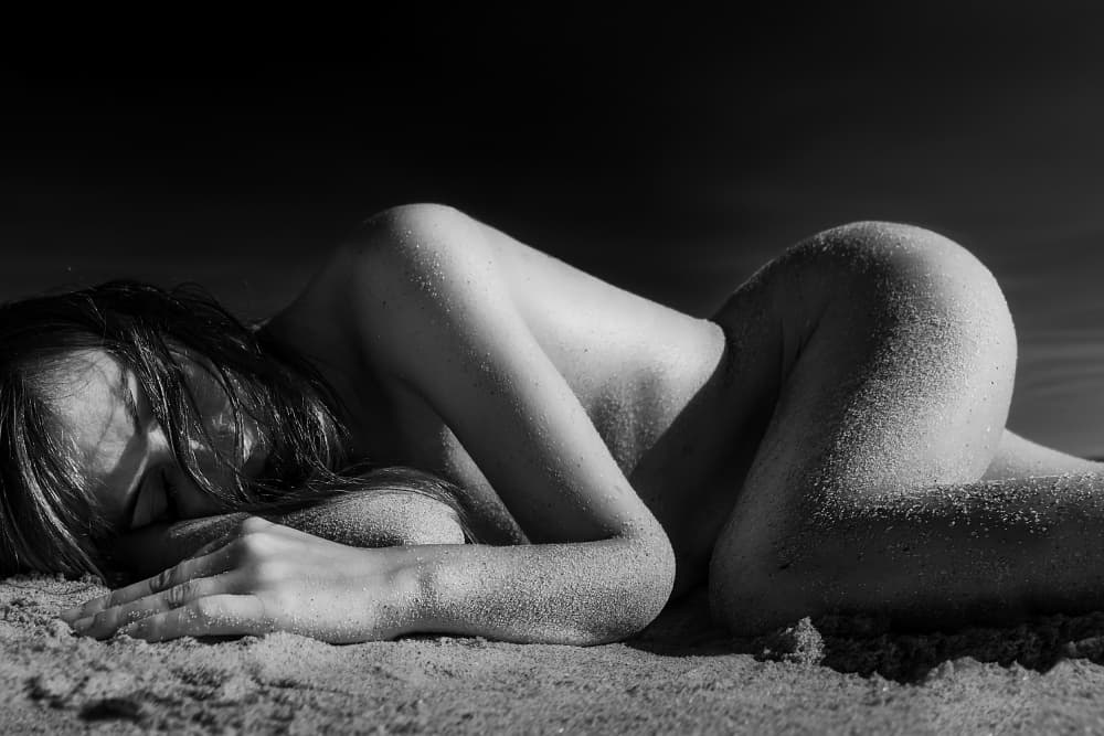 Serene Nude on Sand by Paolo Lazzarotti — canvas wall art