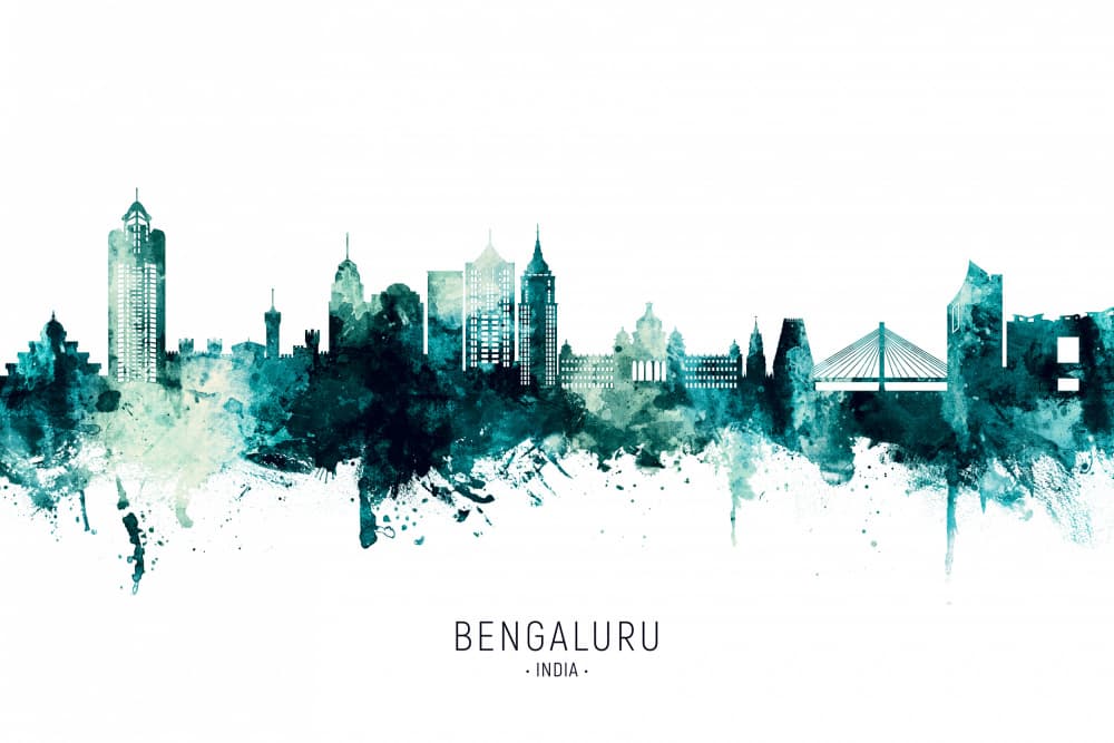 Bengaluru Skyline India Bangalore by Michael Tompsett — canvas wall art