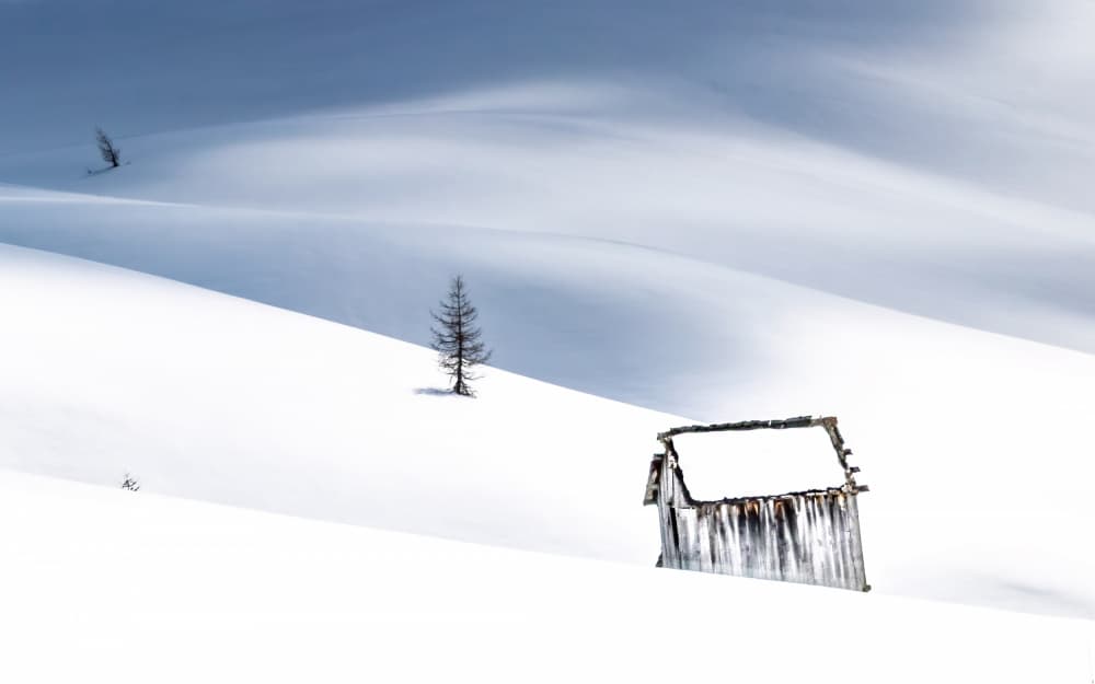 Solitary Winter Hut by Ariel Ling — canvas wall art