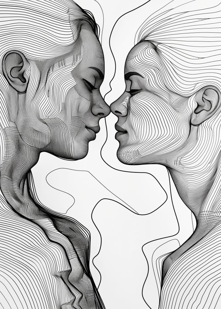 Tender Line Embrace by Justyna Jaszke — canvas wall art
