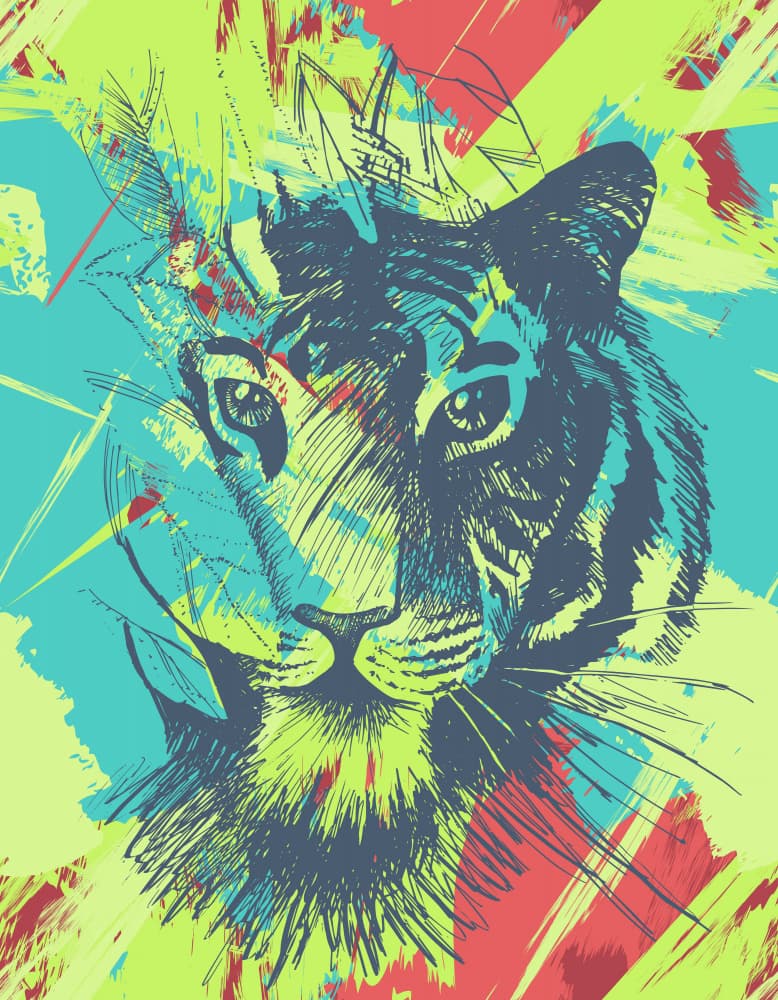 Modern Graphic Tiger by Marika Barsrsind — canvas wall art