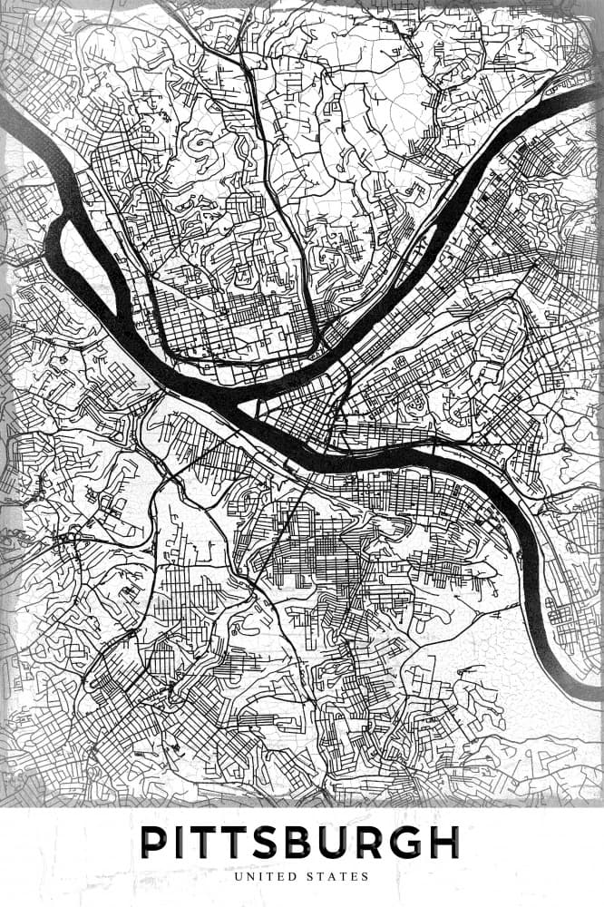 Pittsburgh City Map by StudioSix — canvas wall art