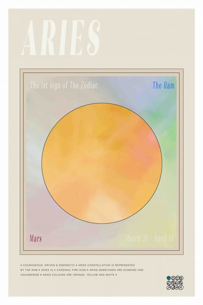 Aries Zodiac Sign by casa cartissi — canvas wall art