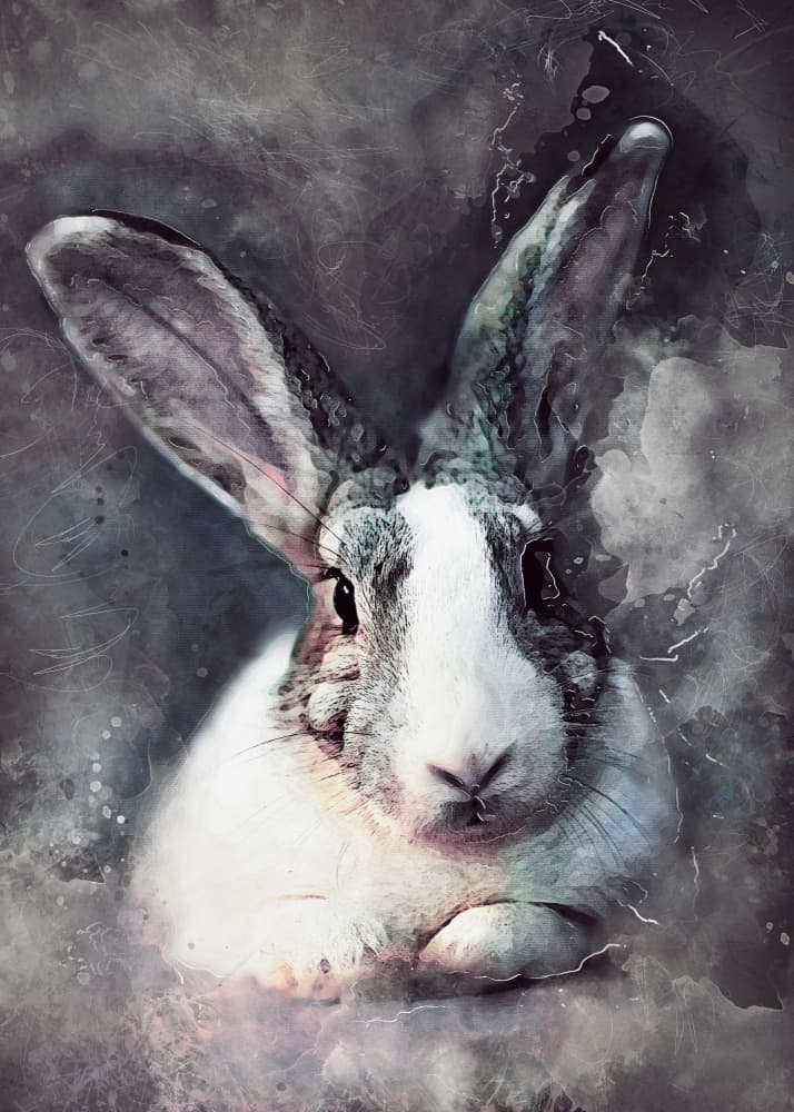 Dark Rabbit Portrait by Justyna Jaszke — canvas wall art