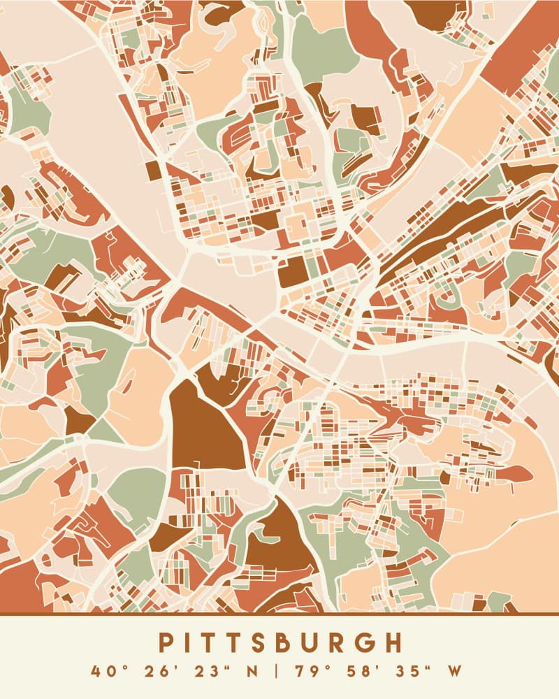Pittsburgh City Map by Emiliano Deificus — canvas wall art