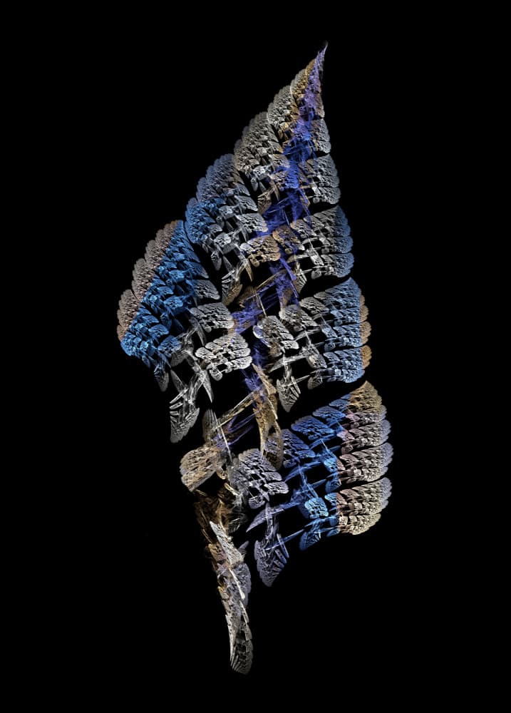 Blue Gold Fractal Leaf by Mystic Number — canvas wall art