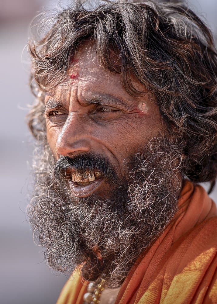 Contemplative Sadhu Portrait by Alex Lu — canvas wall art